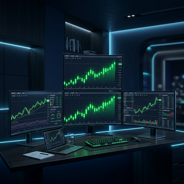 CFD Trading lernen - Professionelles Trading-Setup mit mehreren Monitoren