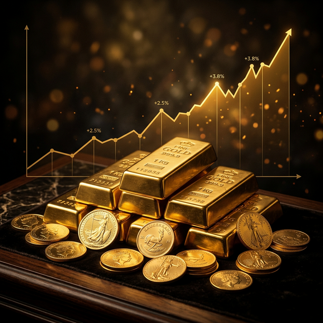 Gold Trading - Goldbarren und steigender Goldpreis
