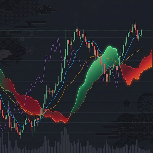 Ichimoku Cloud Kumo mit Tenkan und Kijun Linien