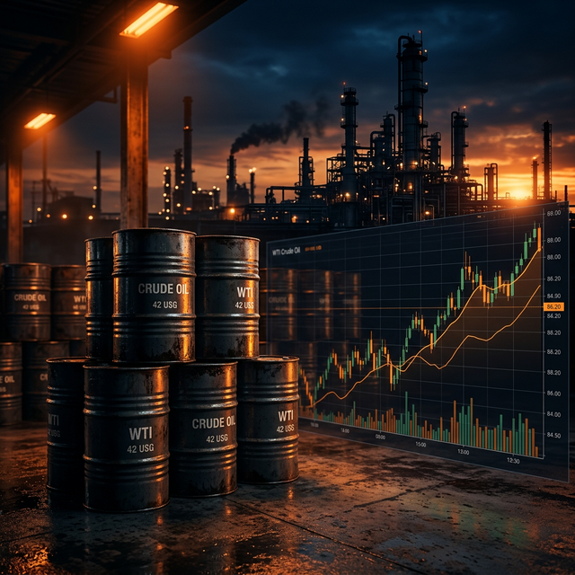 Oel CFD Trading - Rohoel-Faesser und Preis-Chart