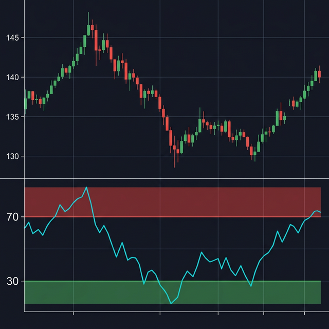 RSI Indikator Chart mit Overbought und Oversold Zonen